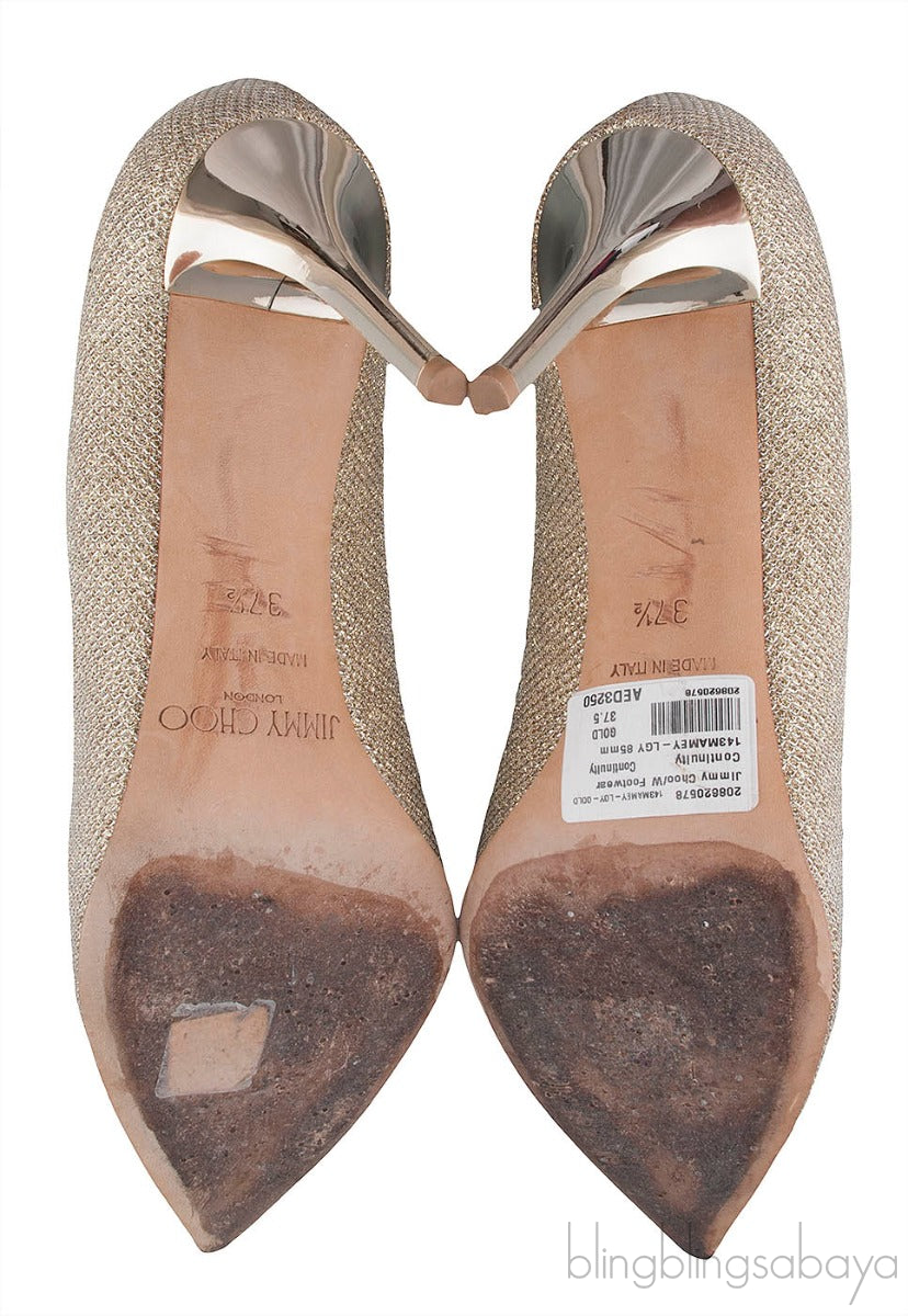 Mamey Gold Glitter Embellished Pumps
