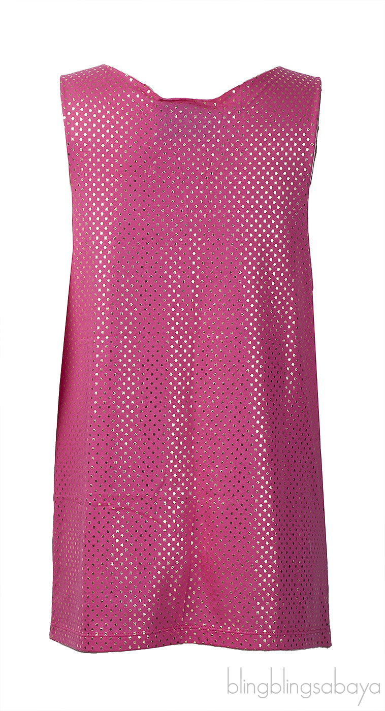 Gucci Pink Guccy and Star Metallic Gold Tank Top