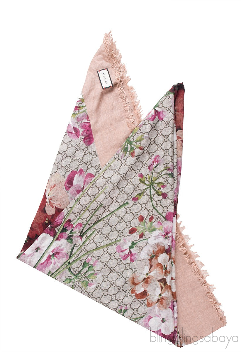 GG Floral Print Modal Silk Shawl