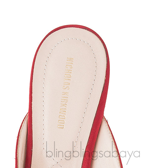 Red Satin Eden Mirror Flat Mule