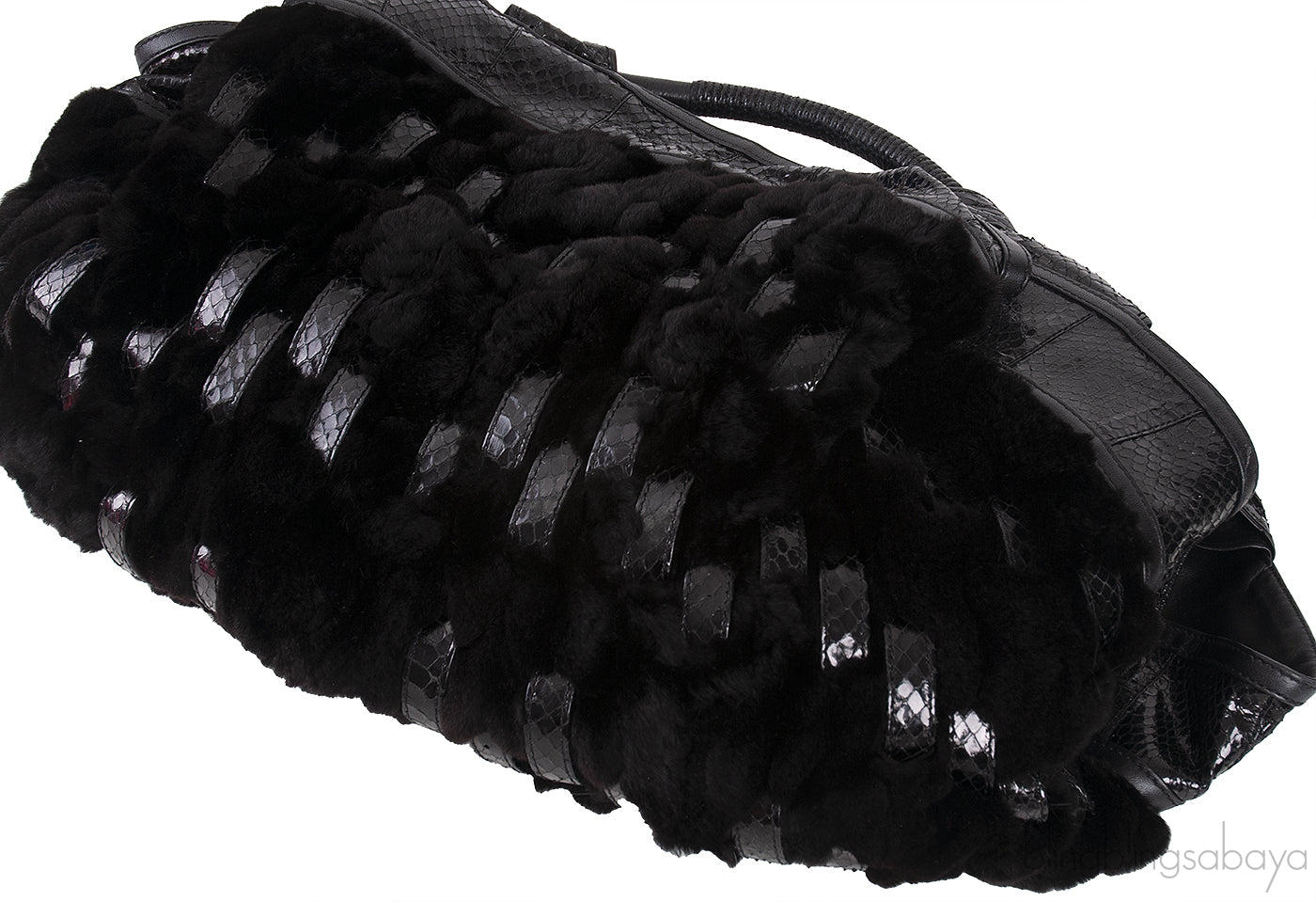 Black Python and Mink Fur Bag