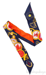 Christian Dior Silk Multicolor Zodiac Print Twilly