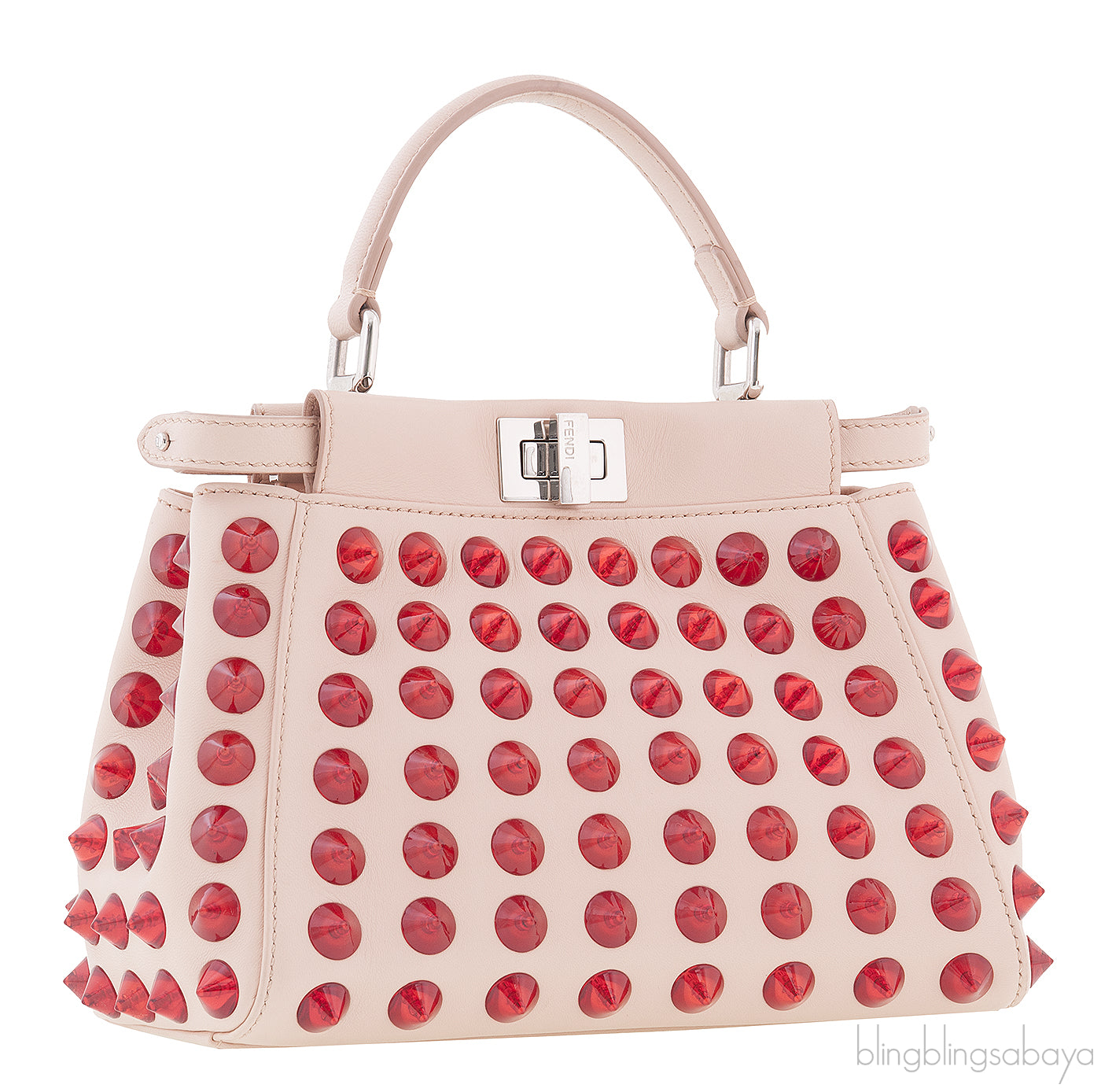 Beige Red Studded Peekaboo