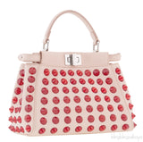 Beige Red Studded Peekaboo