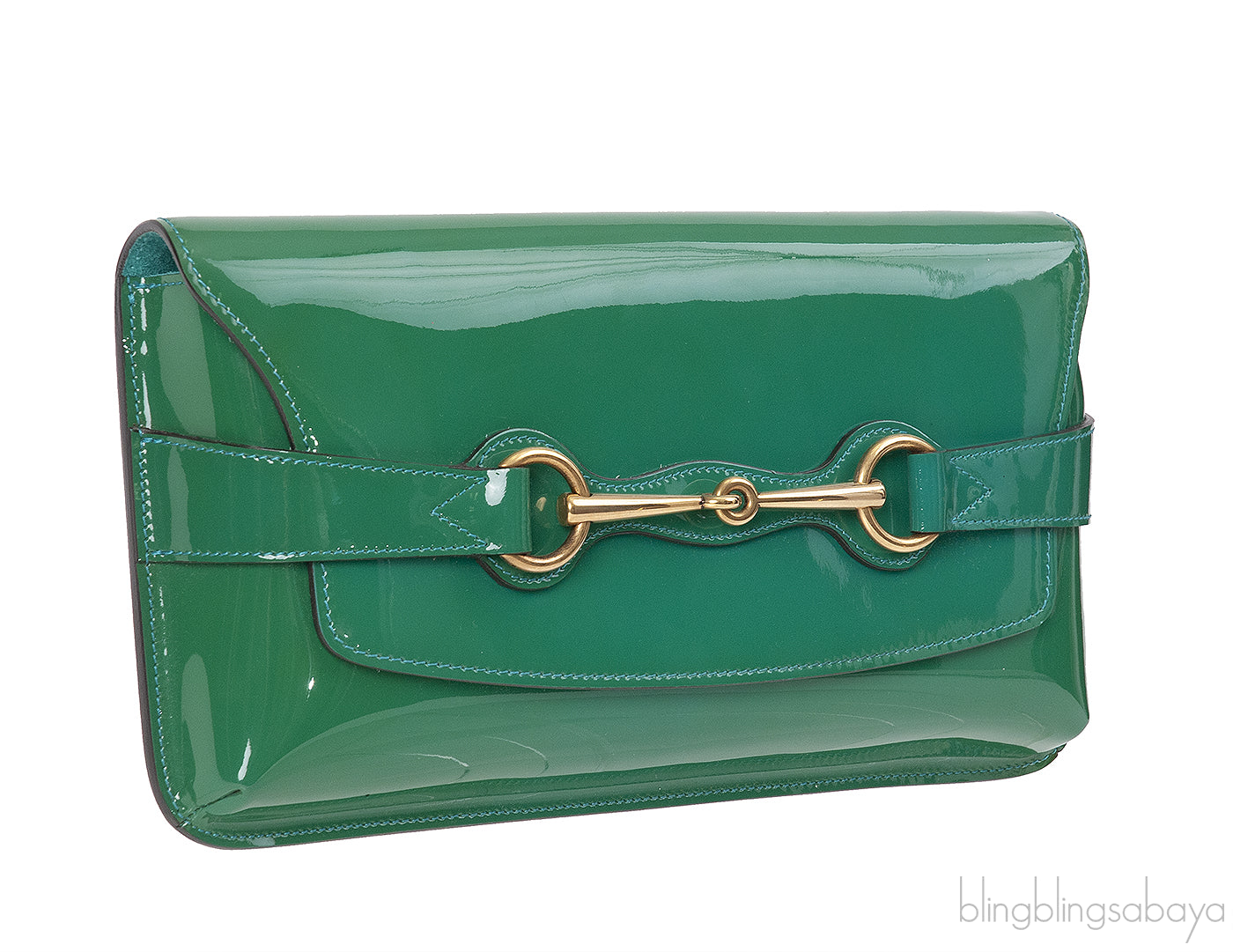 Gucci Bright Bit Green Patent Clutch