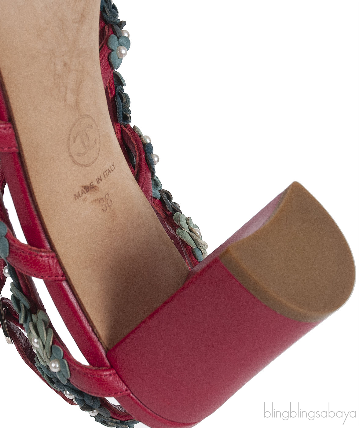 Chanel Camellia Strappy Pearl Red Sandals