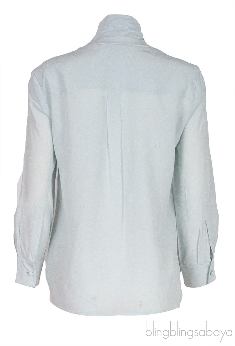 Tie-Neck Light Green Shirt