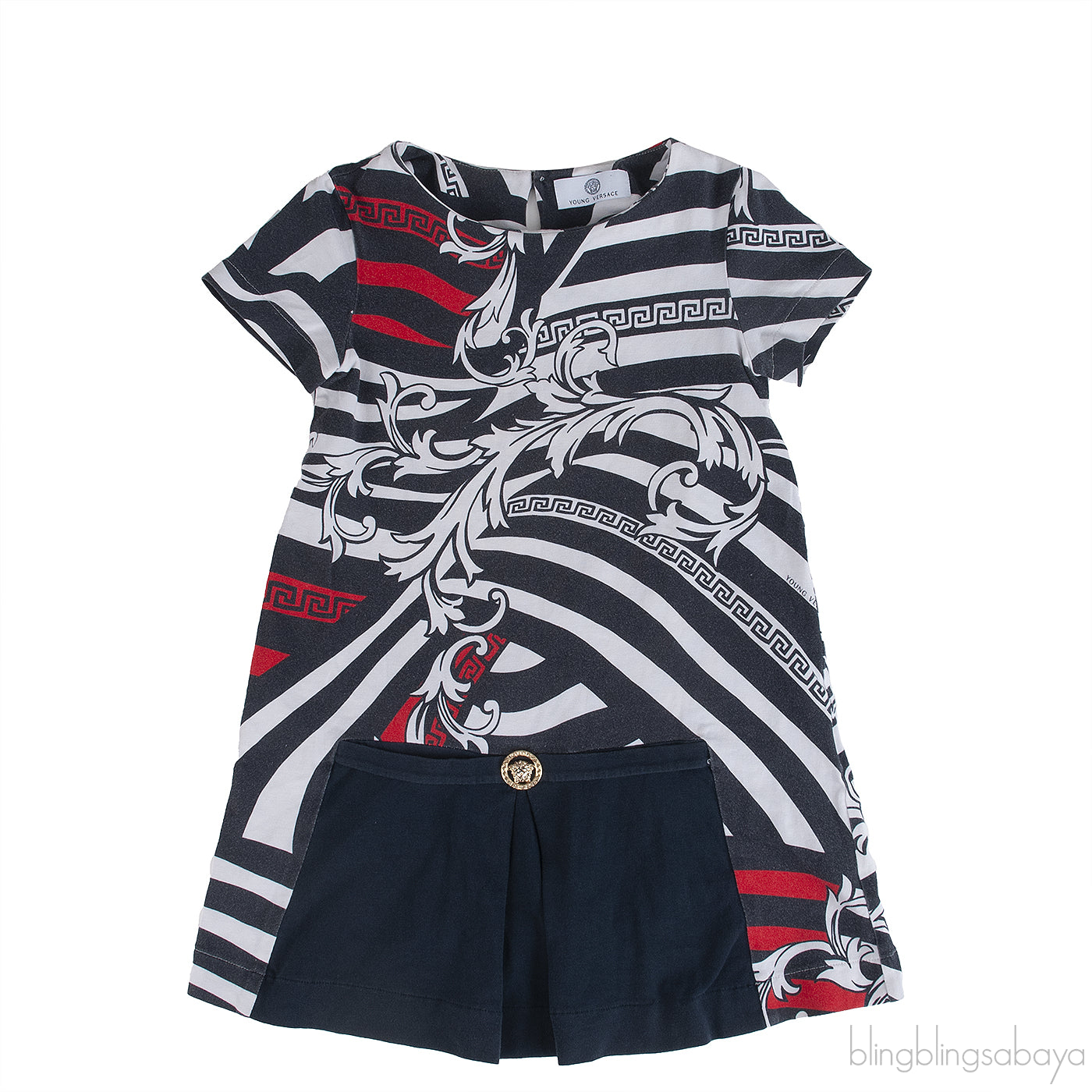 Young Versace Black Printed Kids Dress
