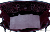 Birkin 35 Patent Prune Crocodile