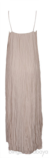 Beige Crinkled Silk-Habotai Maxi Dress