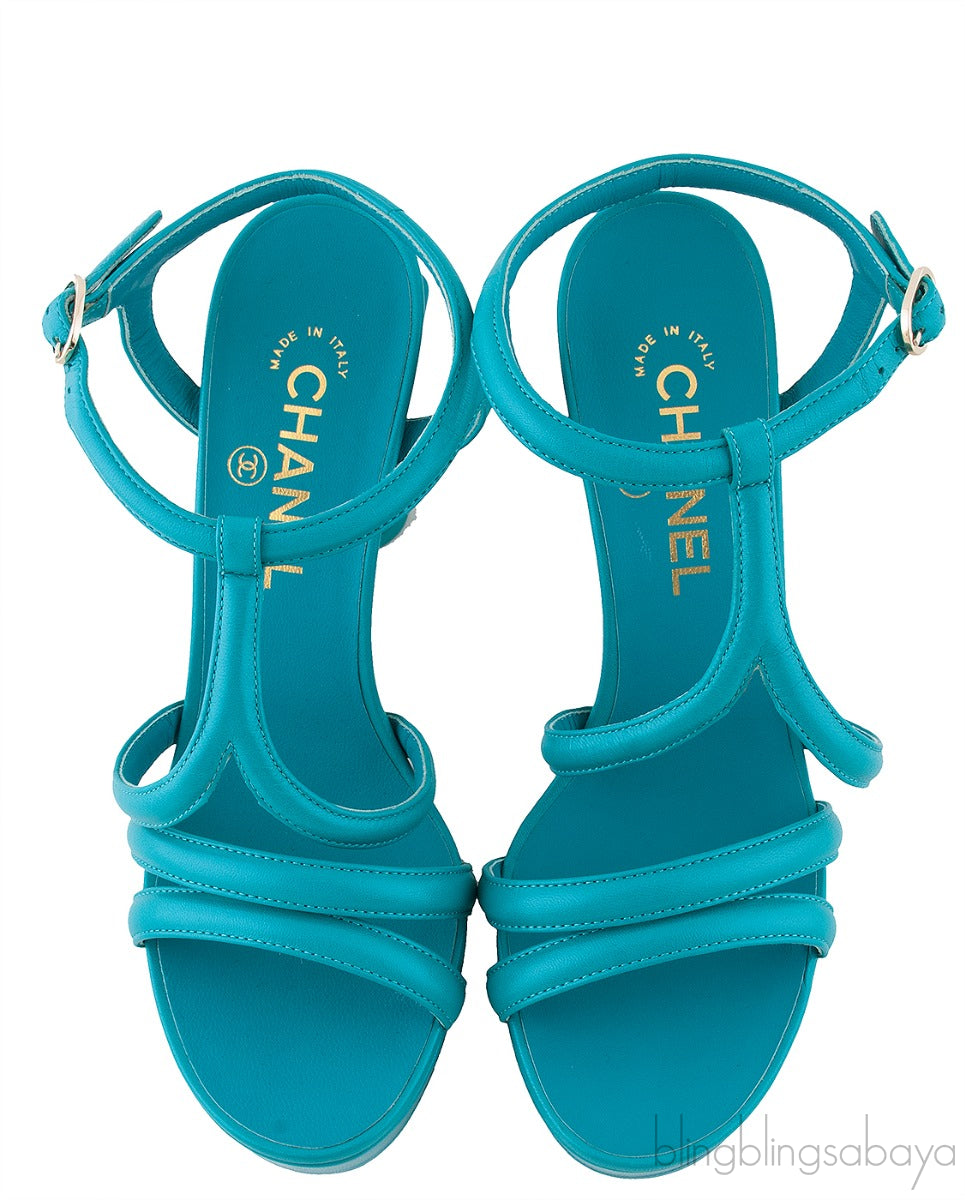 Parthenon Grecian Gladiator Column Heels Blue Green