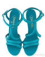 Parthenon Grecian Gladiator Column Heels Blue Green