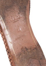 Brown Python Open Toe Slide Sandals 38