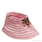 LV Pink and Crystal Raffia Crochet Visor