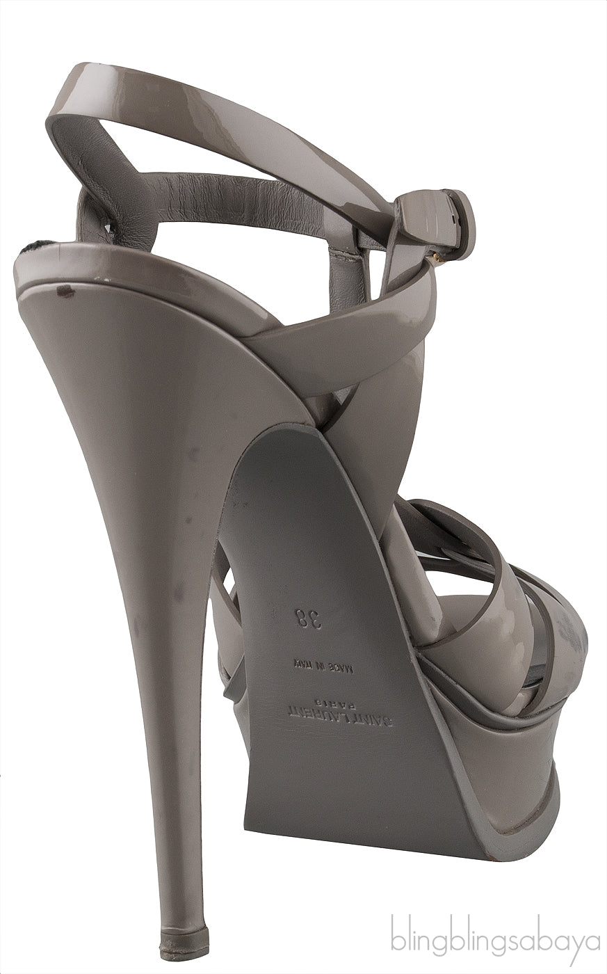 Tribute Grey Patent Sandals