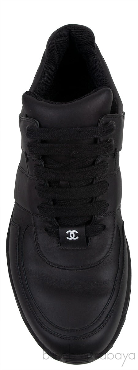 Bi-color White and Black Leather Men Sneakers