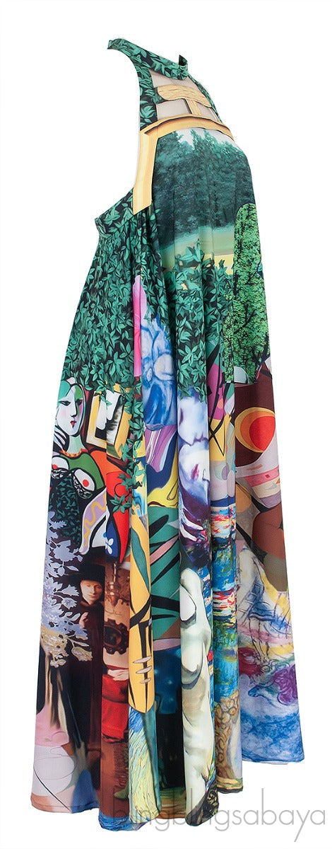 Green Printed Halter Neck Dress