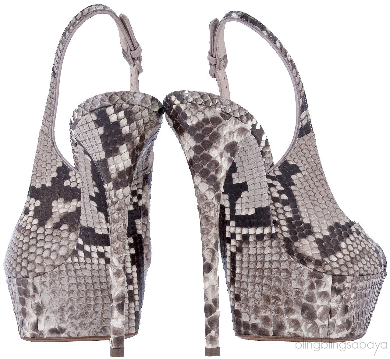 Natural Python Peep Toe Slingback