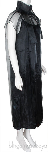 Black Silk Organza Midi Dress