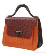Tri-color Leather Top Handle Bag