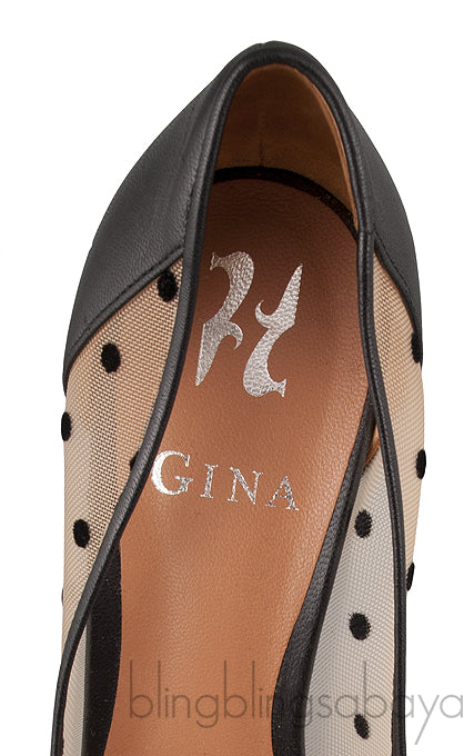 Polka dot Mesh Pointed Toe Heels