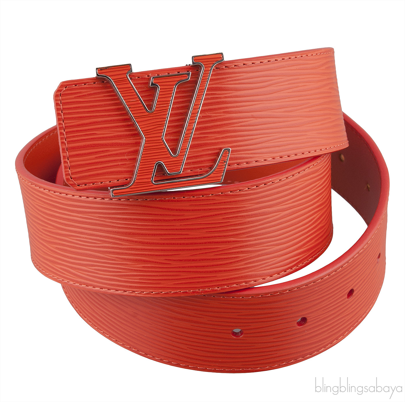 Louis Vuitton Epi Leather Logo Initial Orange Belt