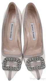 Bi-color Beige Pointed Toe Pump