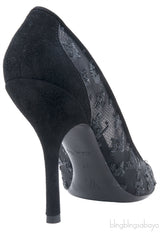 Black Mesh Monogram Sequin Heels