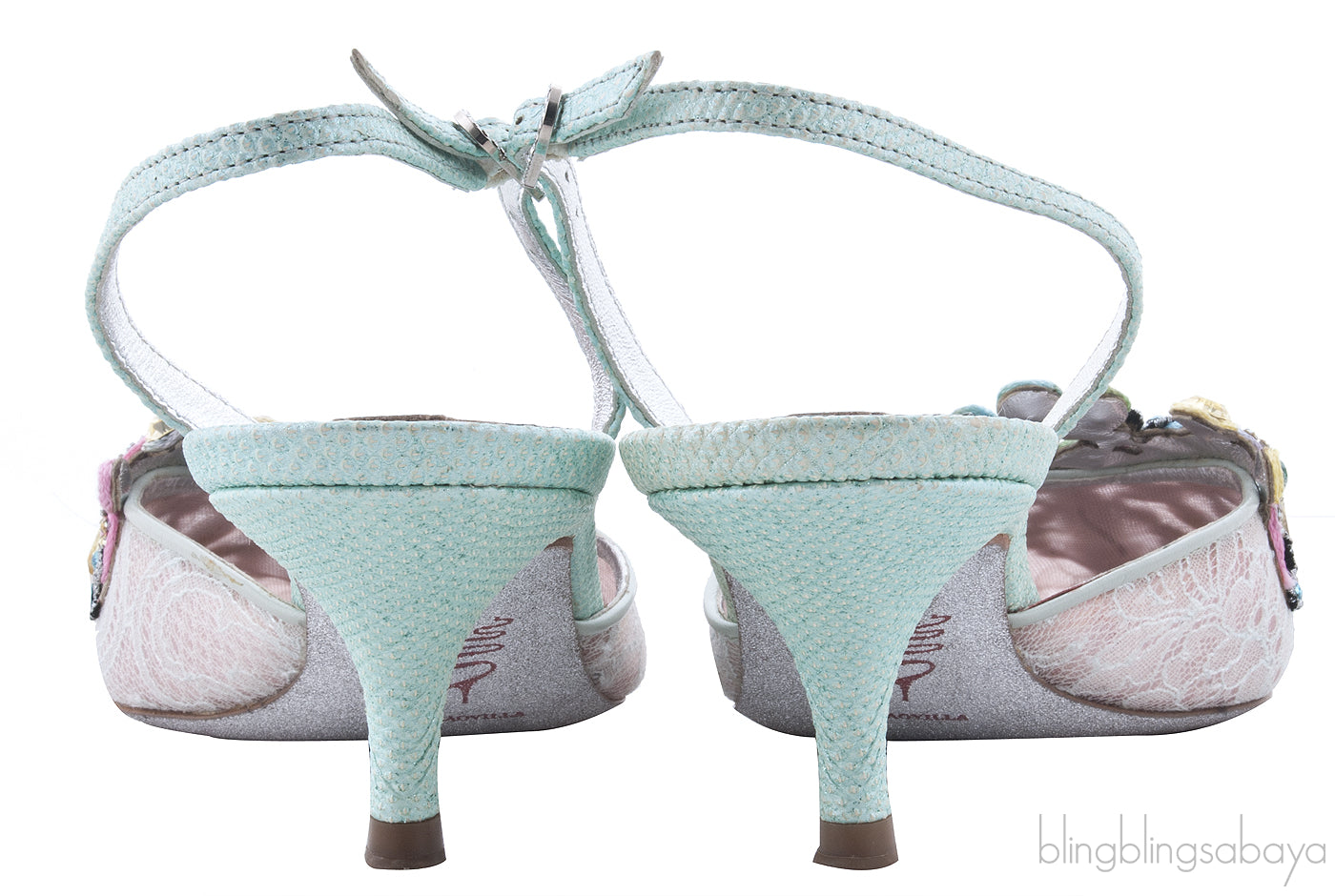 Multicolor Stone Mesh Slingback Sandals