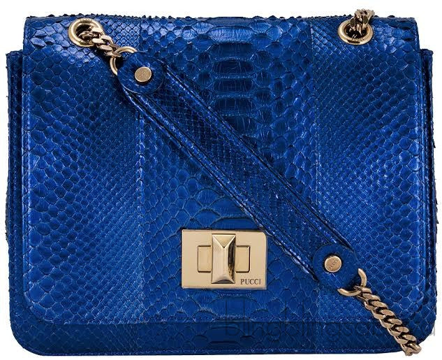 Blue Python Square Shoulder Bag