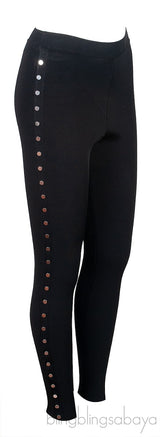 Silver Metal Studs Black Leggings