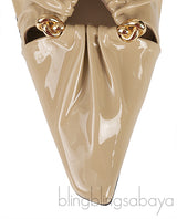 Beige Patent Leather Bunny Mules