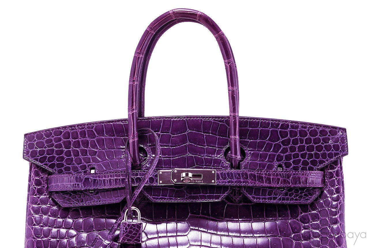 Birkin 35 Amethyst Porosus Crocodile