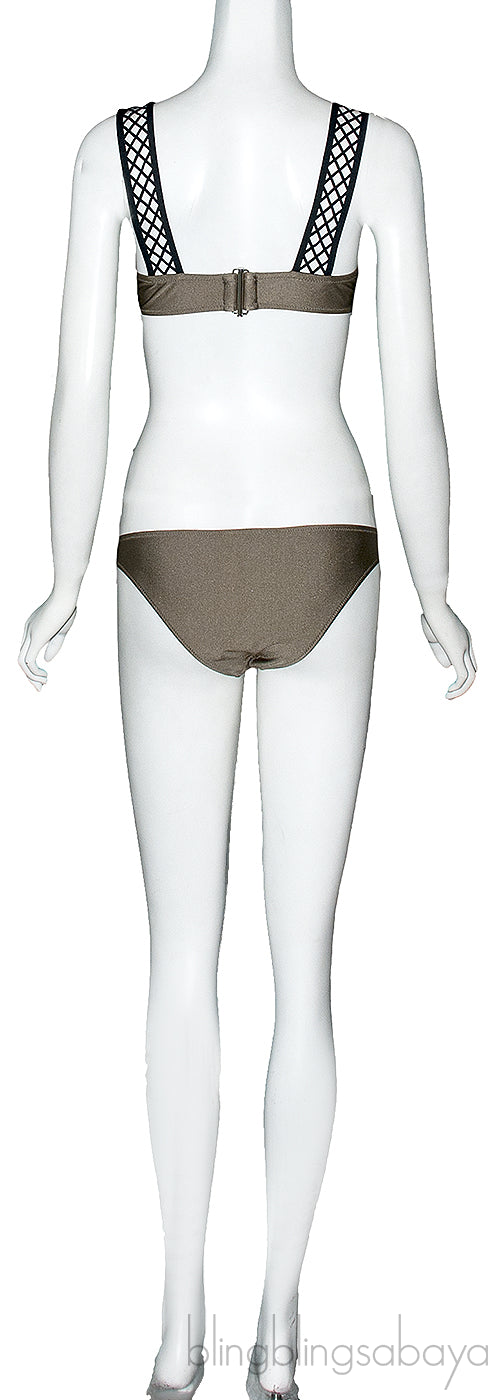 Metallic Knox Lattice Trimmed Bikini & Top