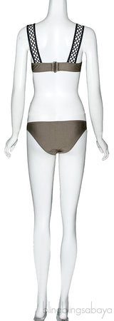 Metallic Knox Lattice Trimmed Bikini & Top