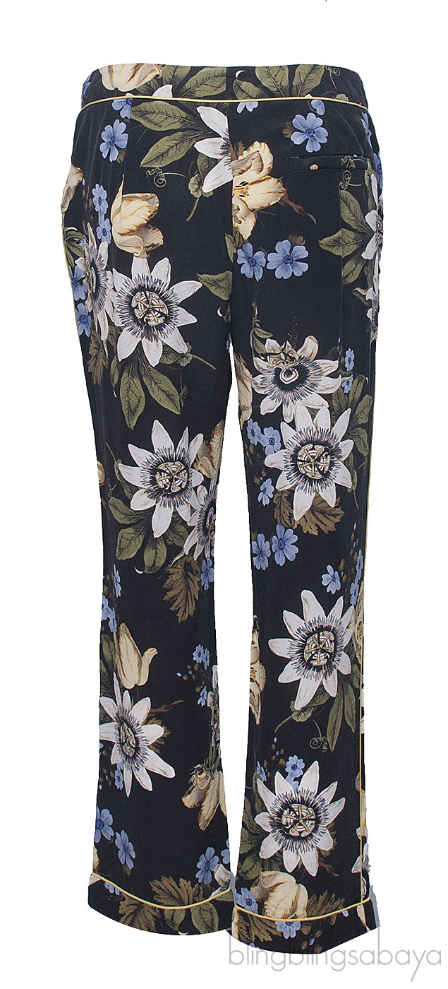 Black Floral Trim Trouser