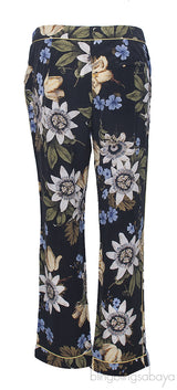 Black Floral Trim Trouser