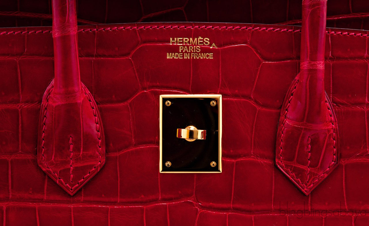 Birkin 35 Red Braise Shiny Croco