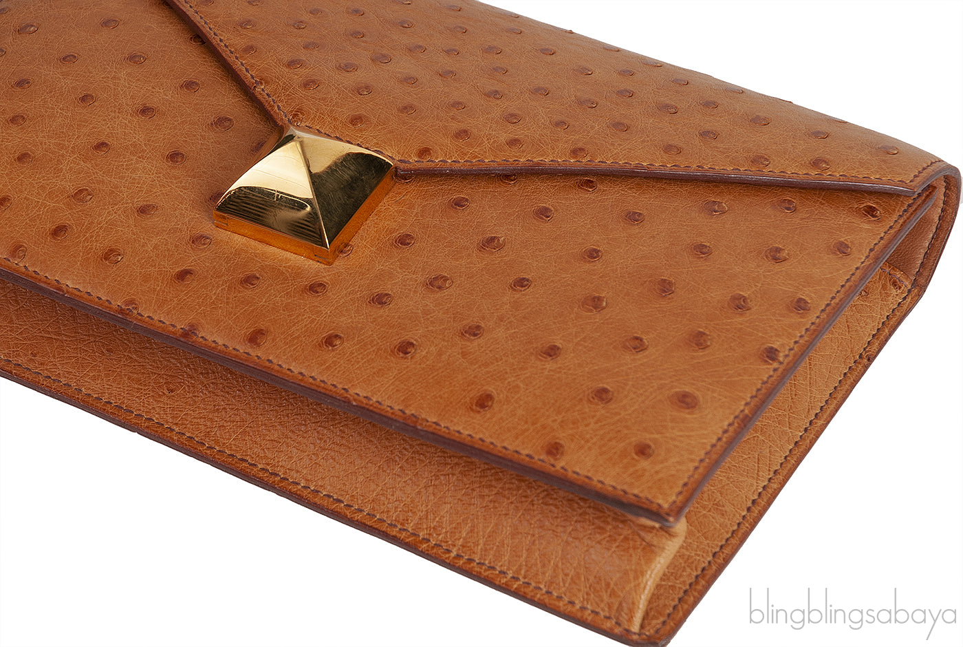 Hermes Vintage Medor Gold Ostrich Clutch