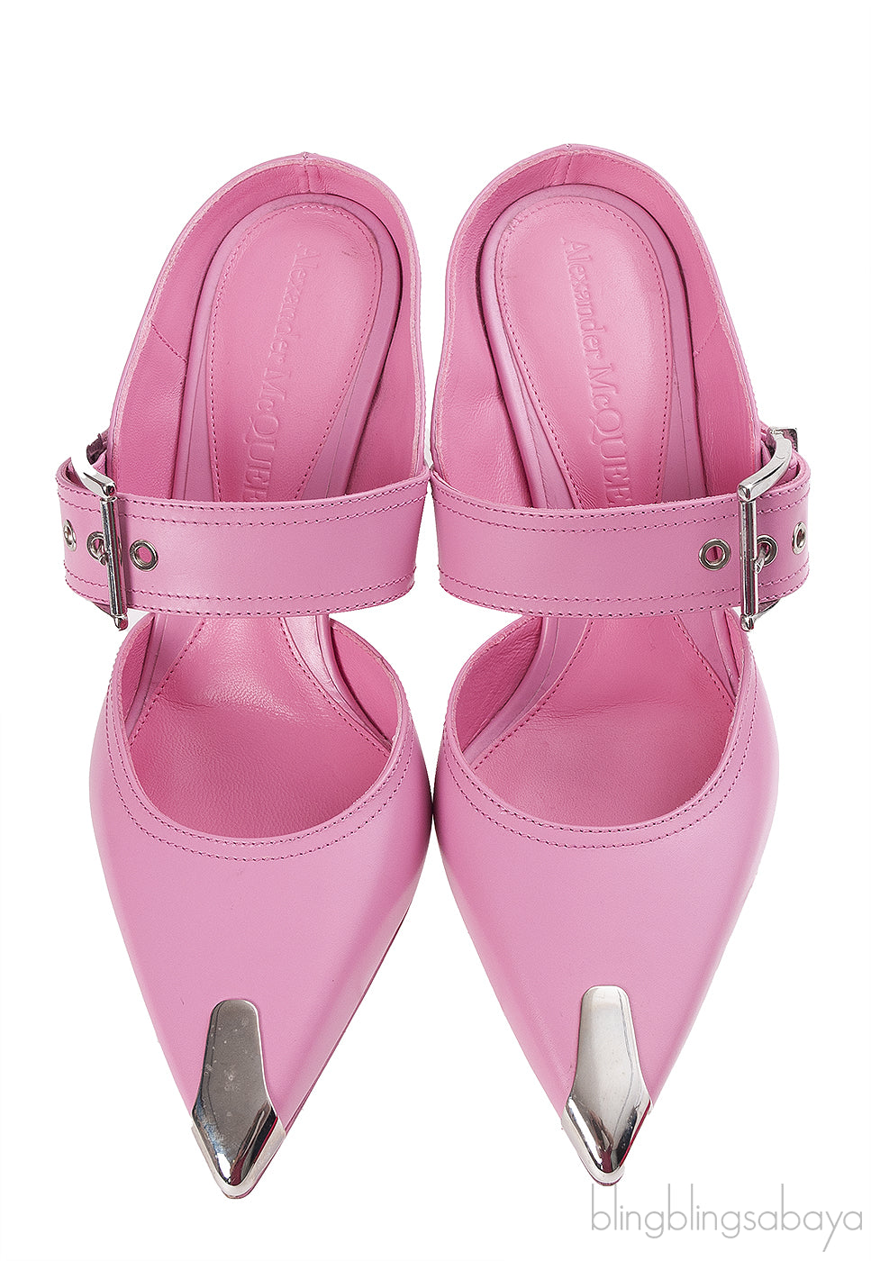 Alexander McQueen Pink Punk Buckle Mules