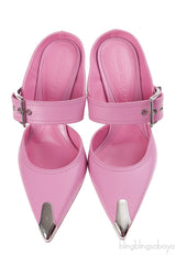 Alexander McQueen Pink Punk Buckle Mules