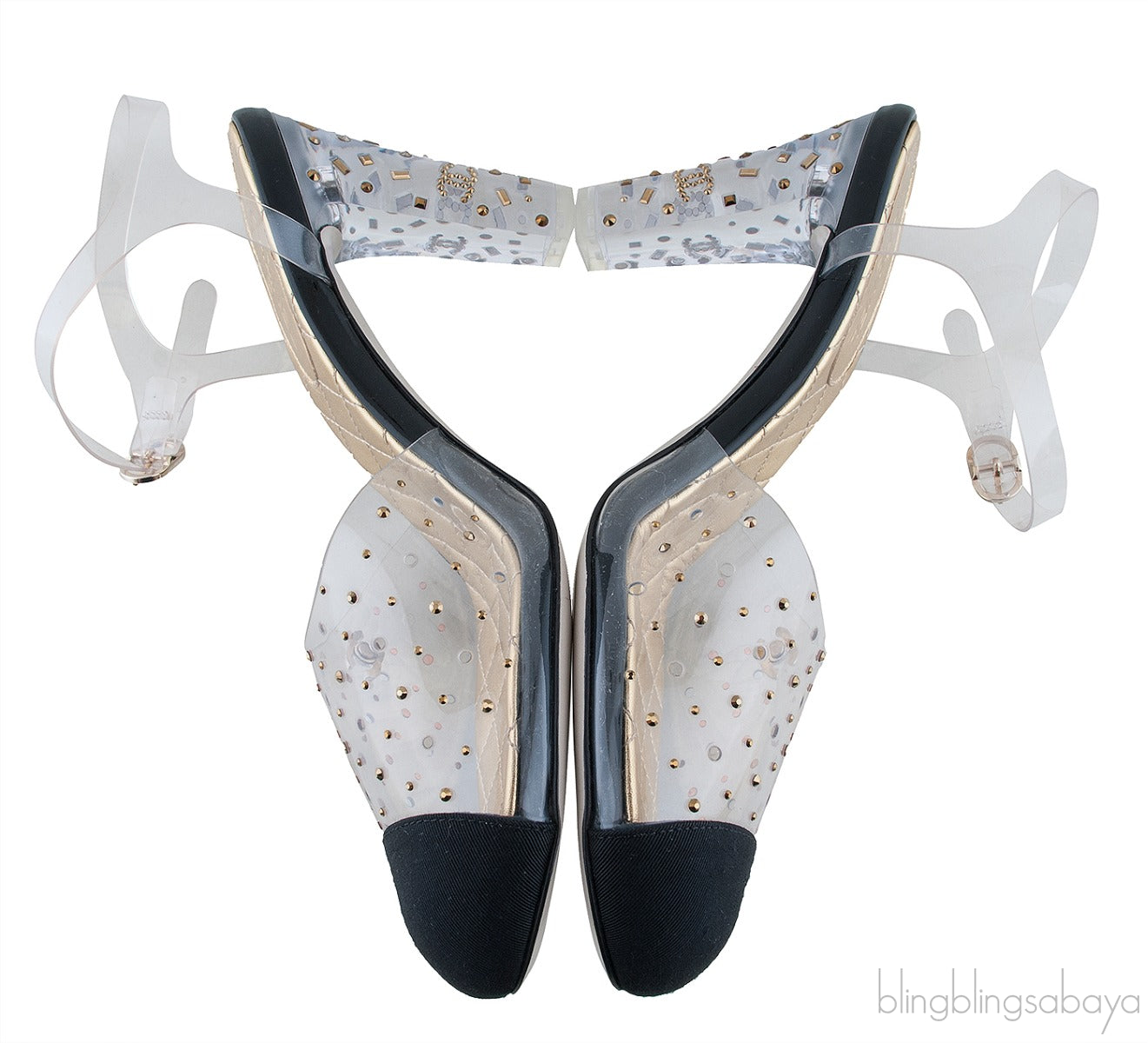 PVC Crystal & Fabric Cap Toe Slingback
