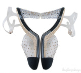 PVC Crystal & Fabric Cap Toe Slingback