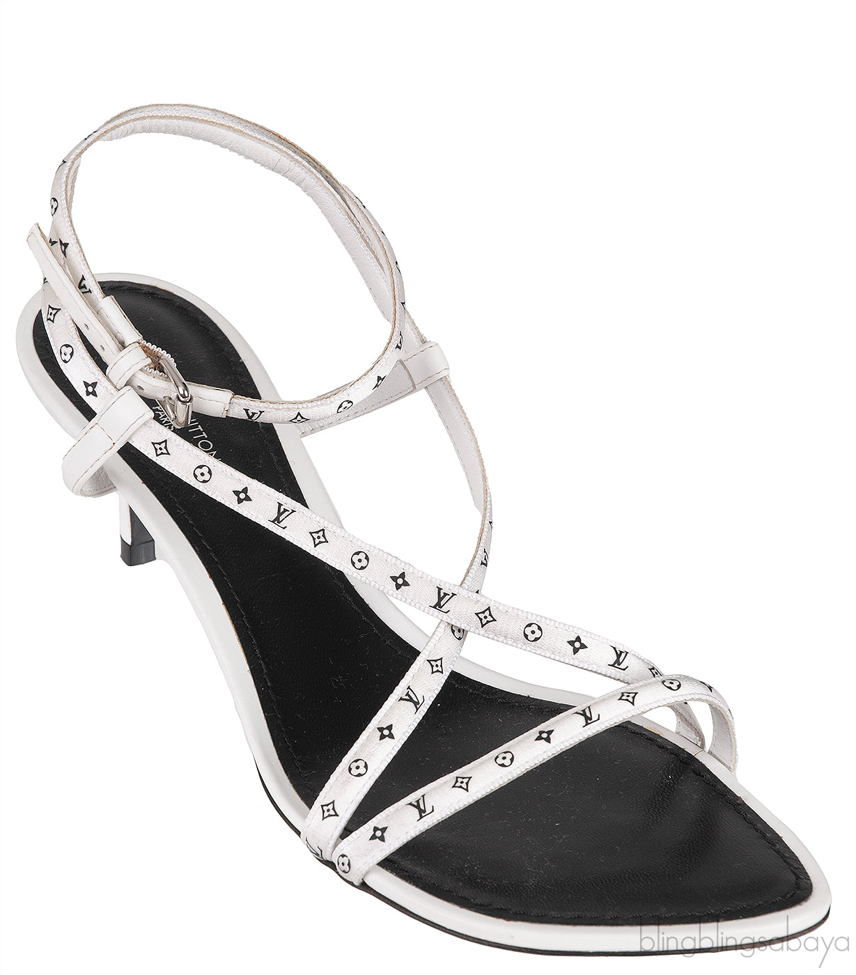 White Monogram Citizen Strappy Sandals