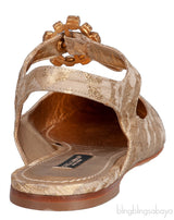 Dolce & Gabbana Metallic Gold Pointed Toe Flat Shoes