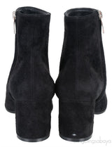 Black Suede Stacked Heels  Ankle Boots