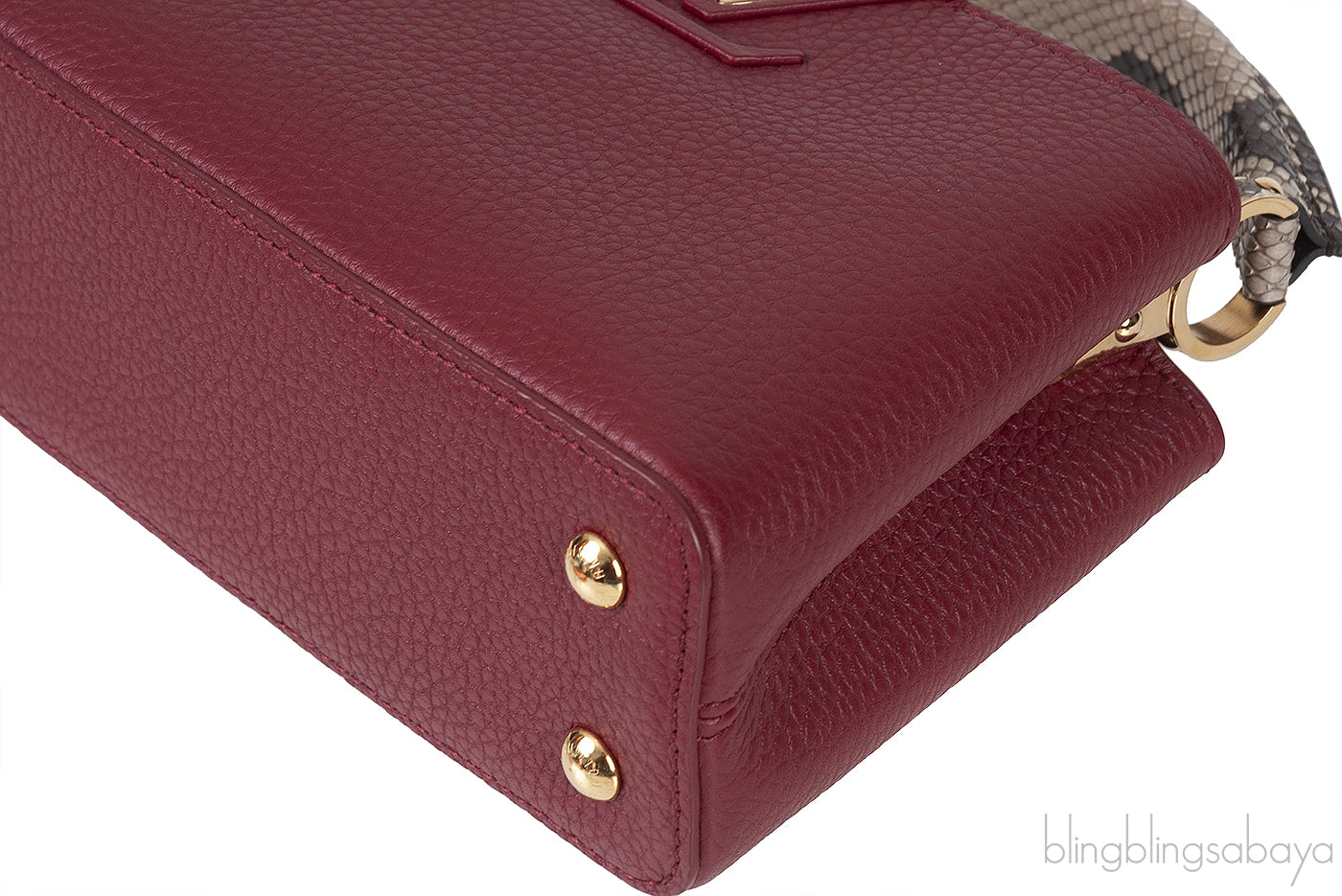 Burgundy Natural Python Mini Capucine Bag