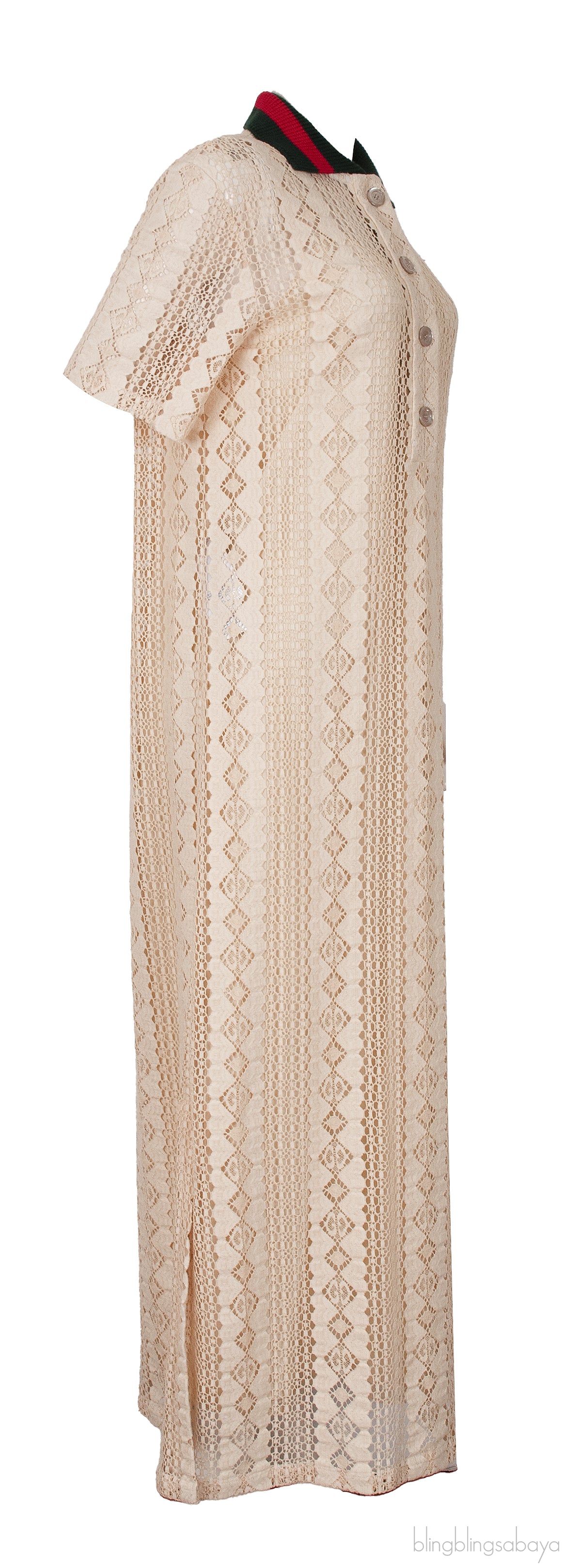 GG Stripe Lace Polo Dress