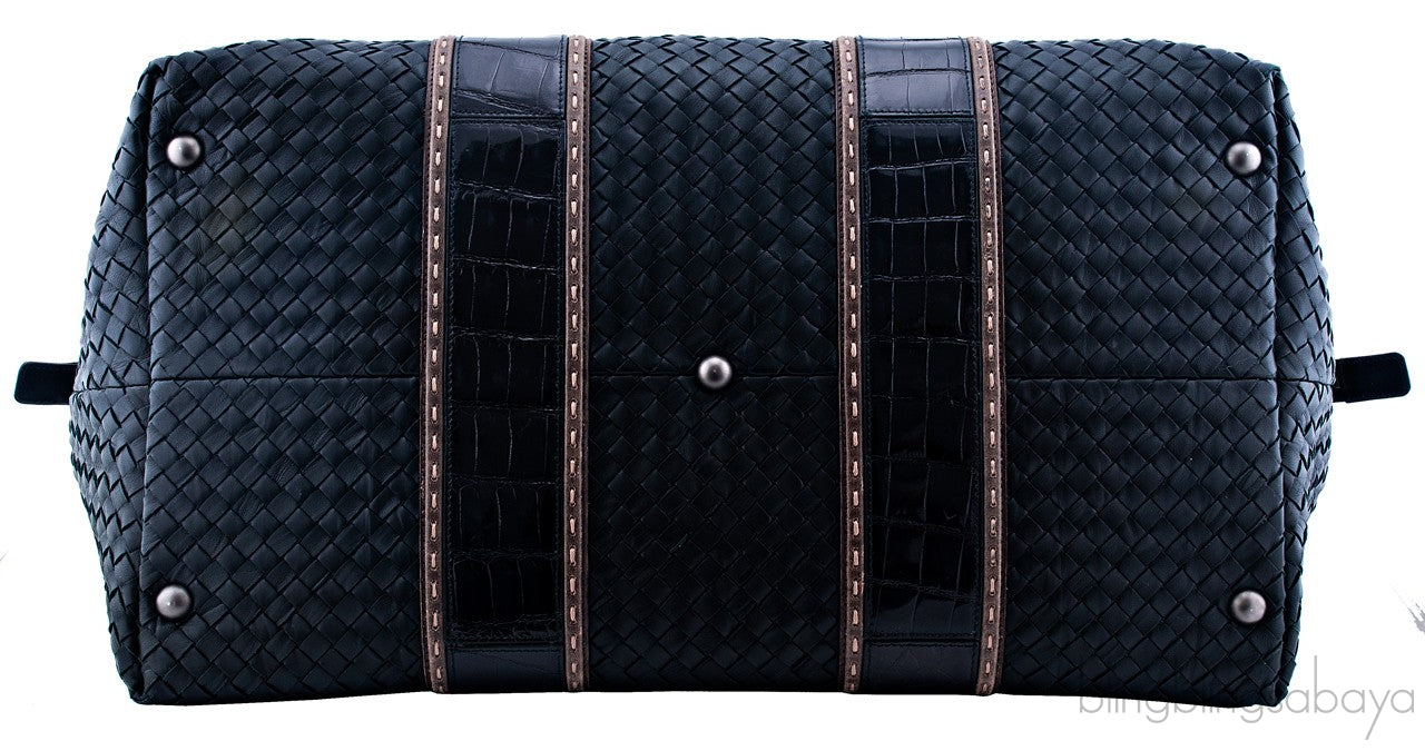 Nero Intrecciato Nappa Croco Duffle