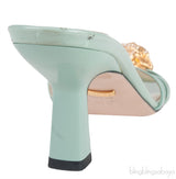 Pastel Green Tiger Head Slide Sandals